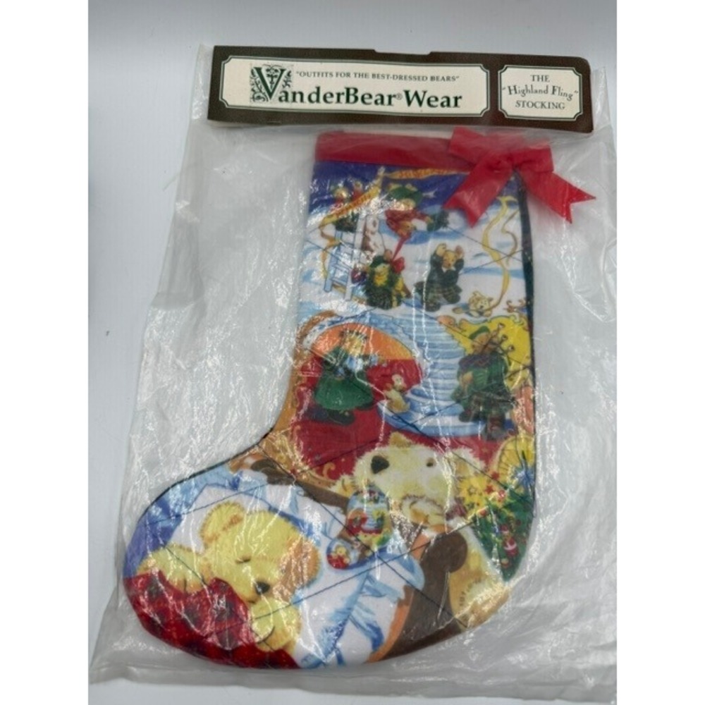 VanderBear Wear The Highland Fling Stocking North American Bear Co NIP 1990
